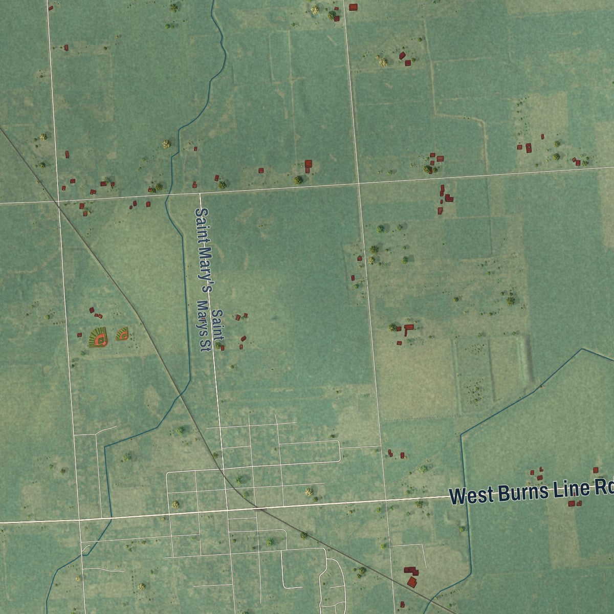 Close-up of the map of Maple Valley, Sanilac County, Michigan print showing street and building detail
