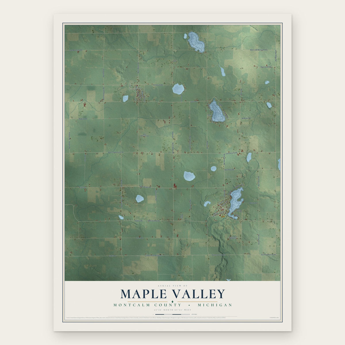 Maple Valley, Montcalm County, Michigan map print, the full design