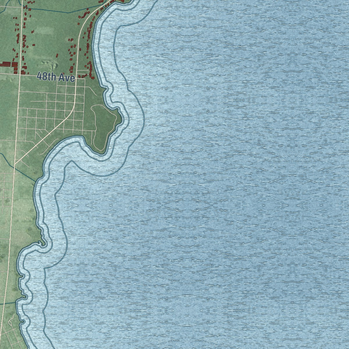 Close-up of the map of Menominee, Menominee County, Michigan print showing street and building detail