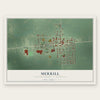 Merrill, Saginaw County, Michigan map print, the full design