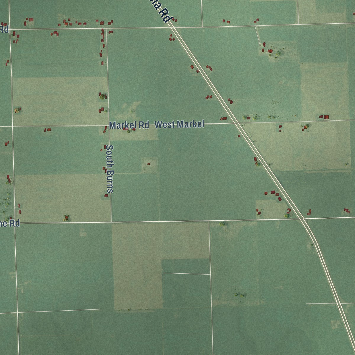 Close-up of the map of Merritt, Michigan print showing street and building detail