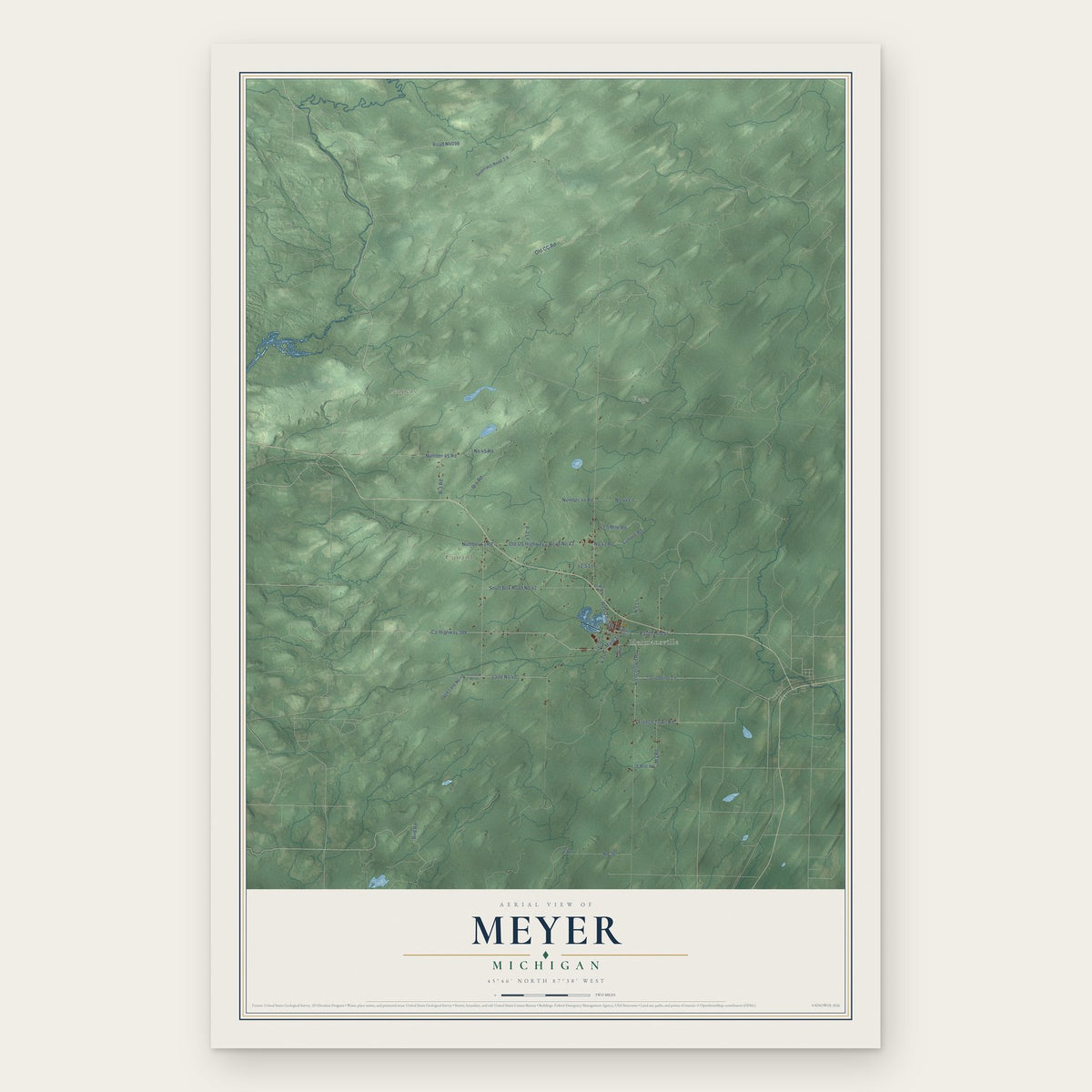 Meyer, Michigan map print, the full design