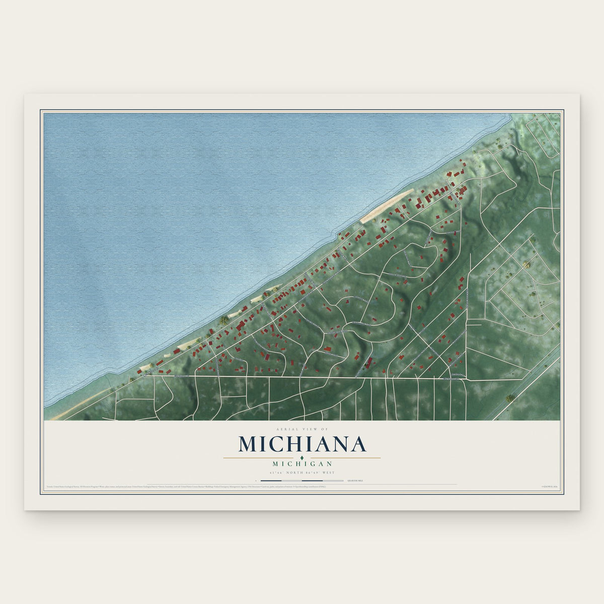 Michiana, Michigan map print, the full design