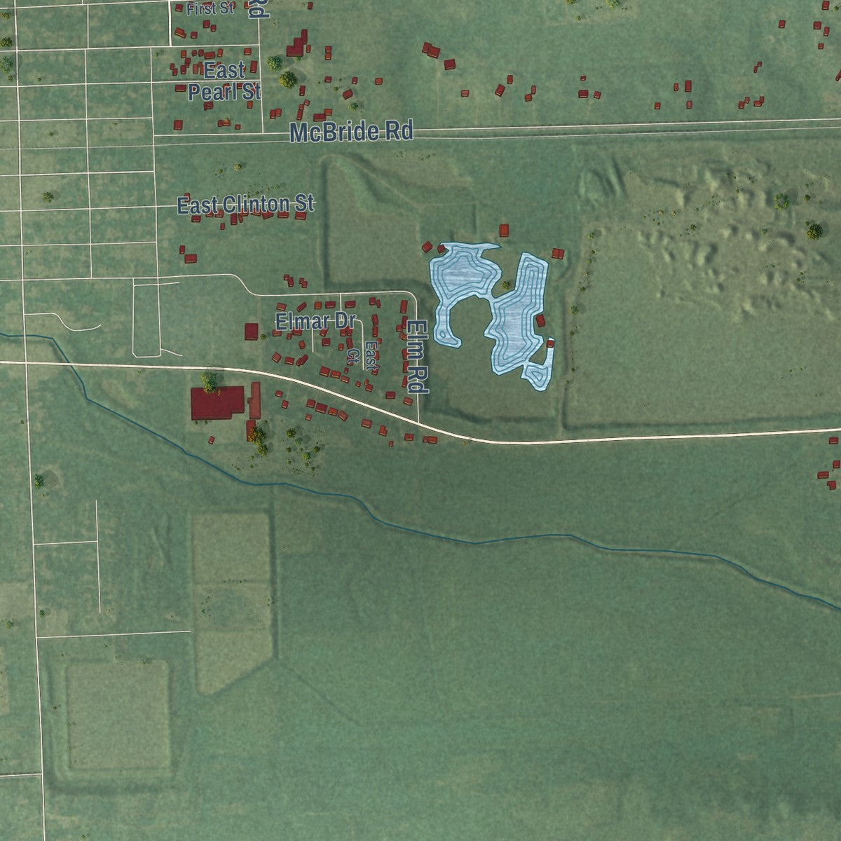 Close-up of the map of Middlebury, Michigan print showing street and building detail