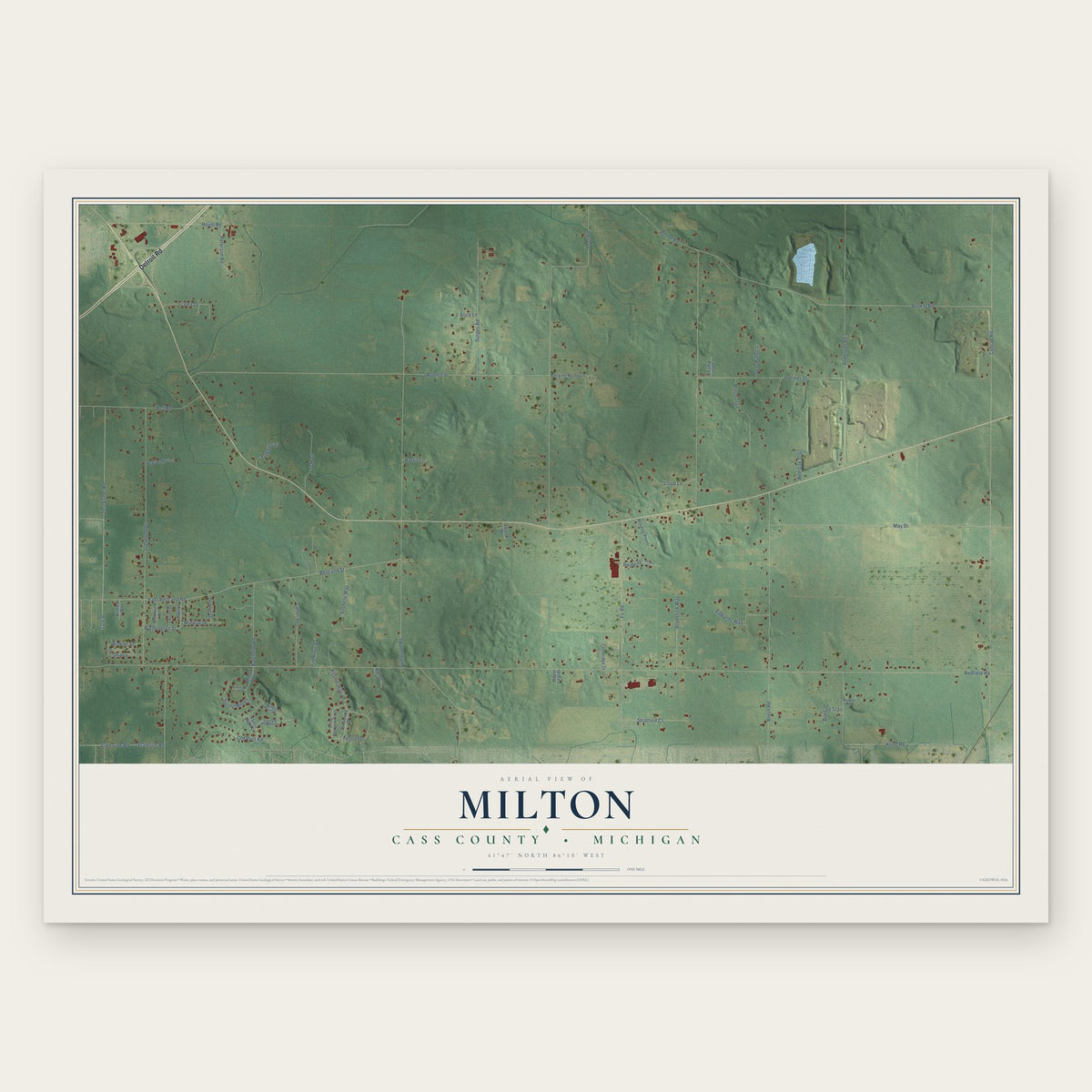 Milton, Cass County, Michigan map print, the full design