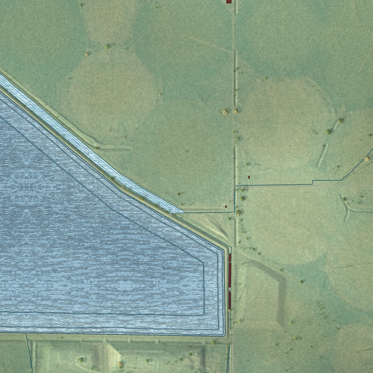 Close-up of the map of Moorland, Michigan print showing street and building detail