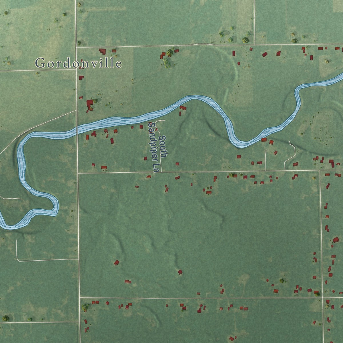 Close-up of the map of Mount Haley, Michigan print showing street and building detail