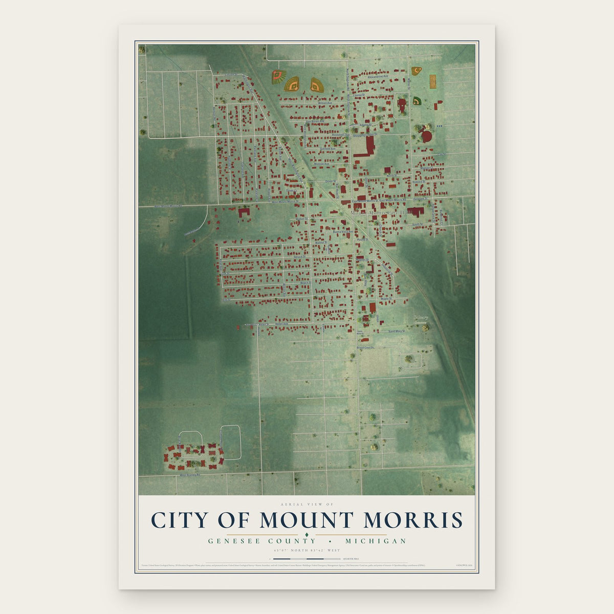 Mount Morris, Michigan map print, the full design