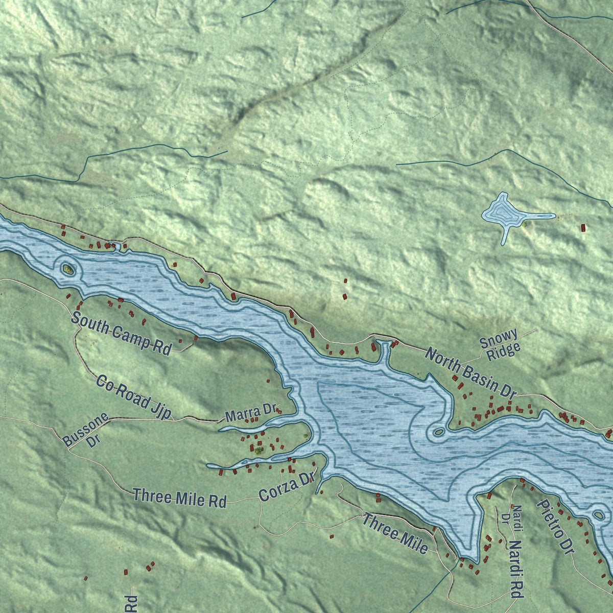 Close-up of the map of Negaunee, Marquette County, Michigan print showing street and building detail