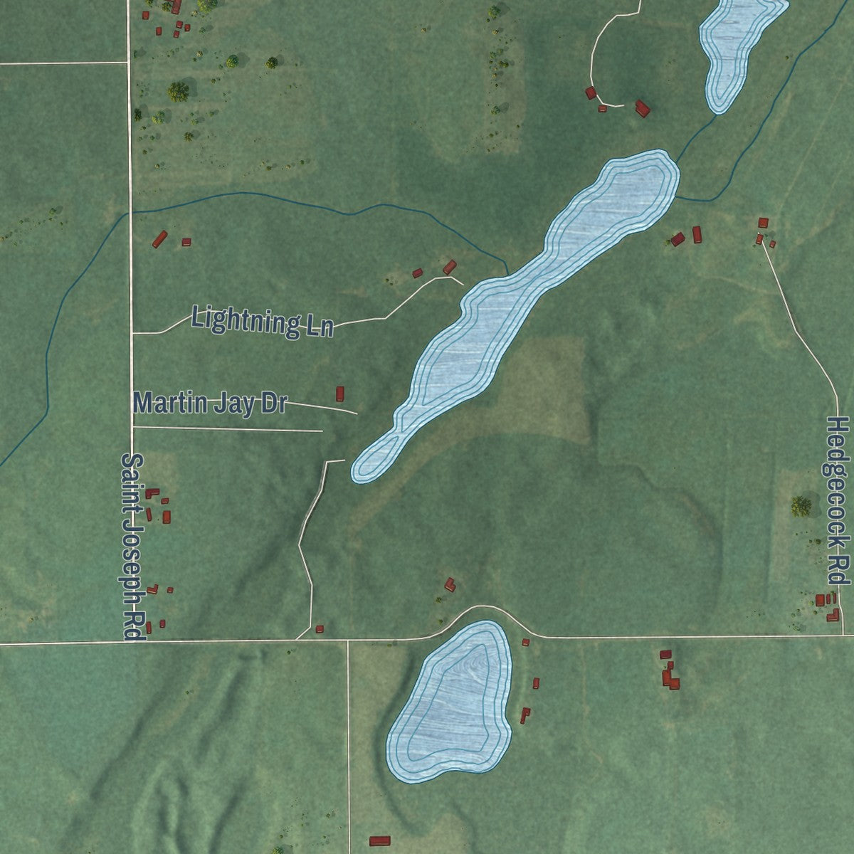 Close-up of the map of Noble, Michigan print showing street and building detail