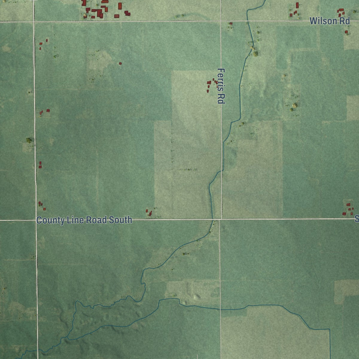 Close-up of the map of North Shade, Michigan print showing street and building detail