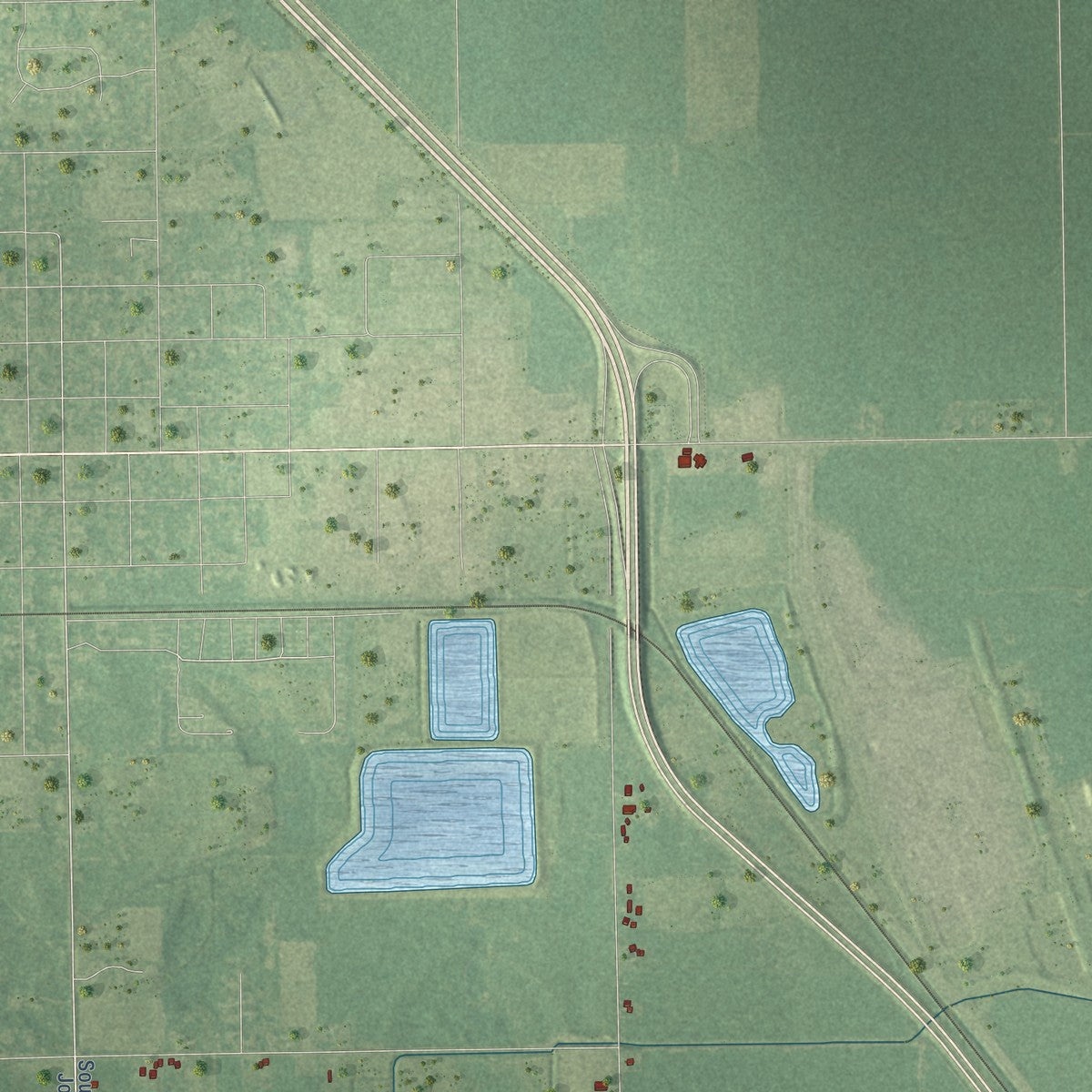 Close-up of the map of North Star, Michigan print showing street and building detail