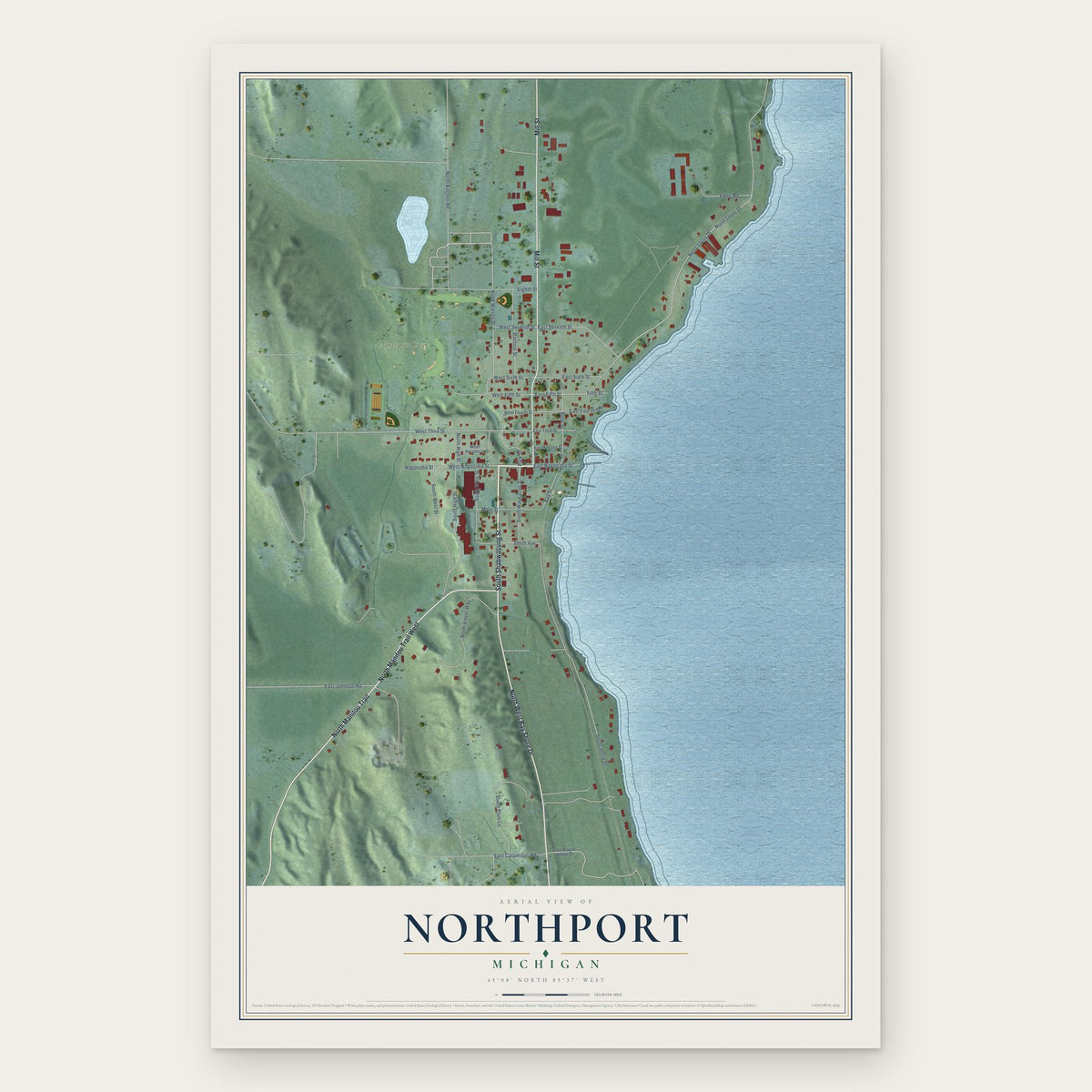 Northport, Michigan map print, the full design