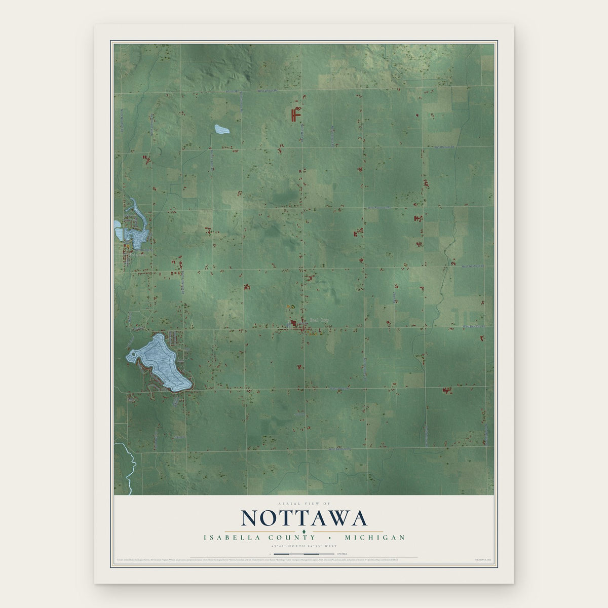 Nottawa, Isabella County, Michigan map print, the full design