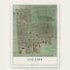 Oak Park, Michigan map print, the full design