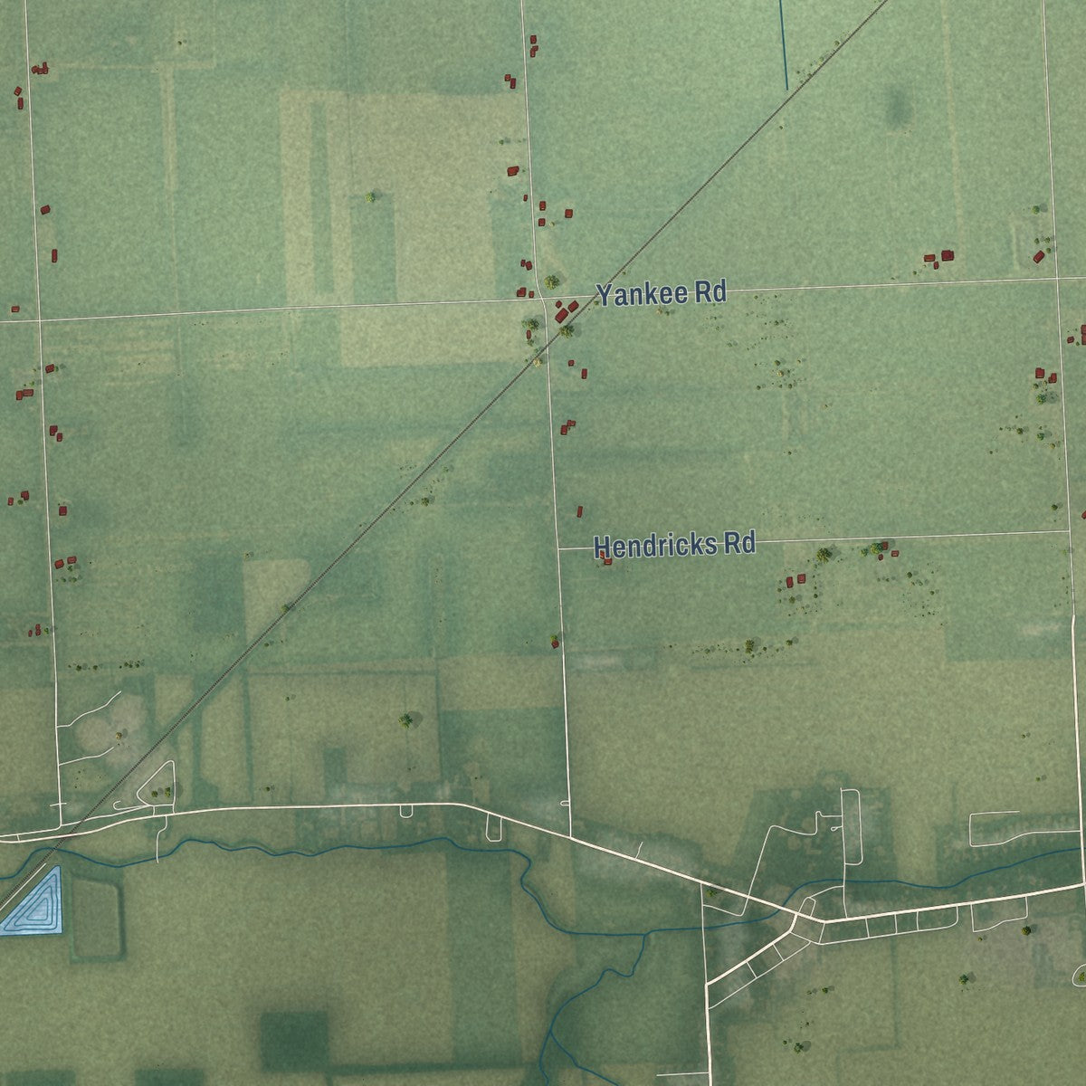 Close-up of the map of Ogden, Michigan print showing street and building detail