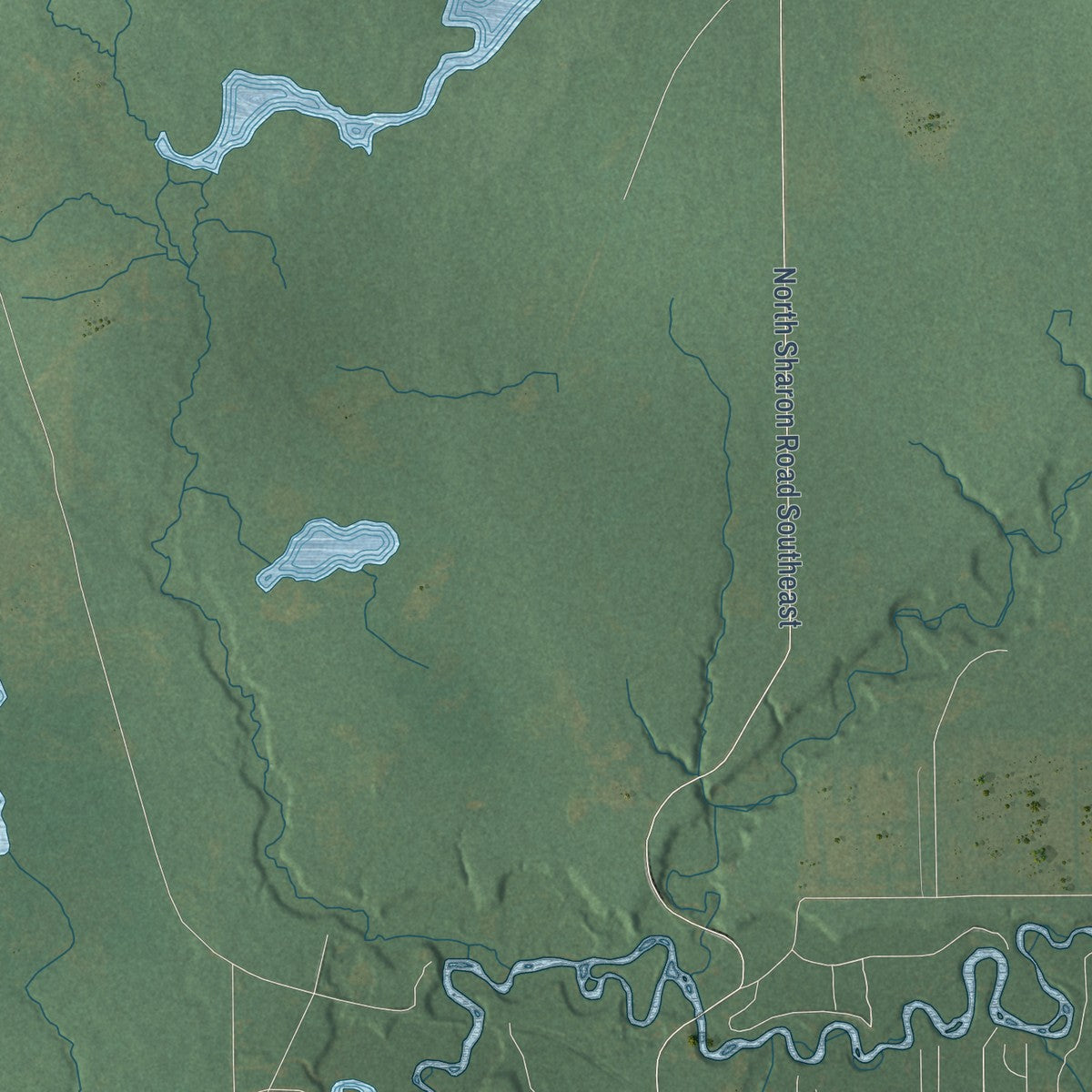 Close-up of the map of Oliver, Kalkaska County, Michigan print showing street and building detail