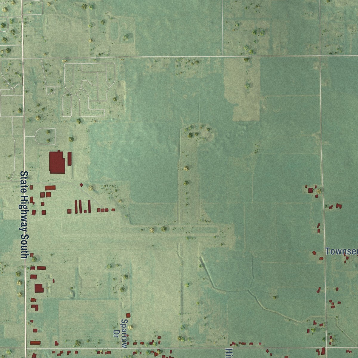 Close-up of the map of Orange, Ionia County, Michigan print showing street and building detail
