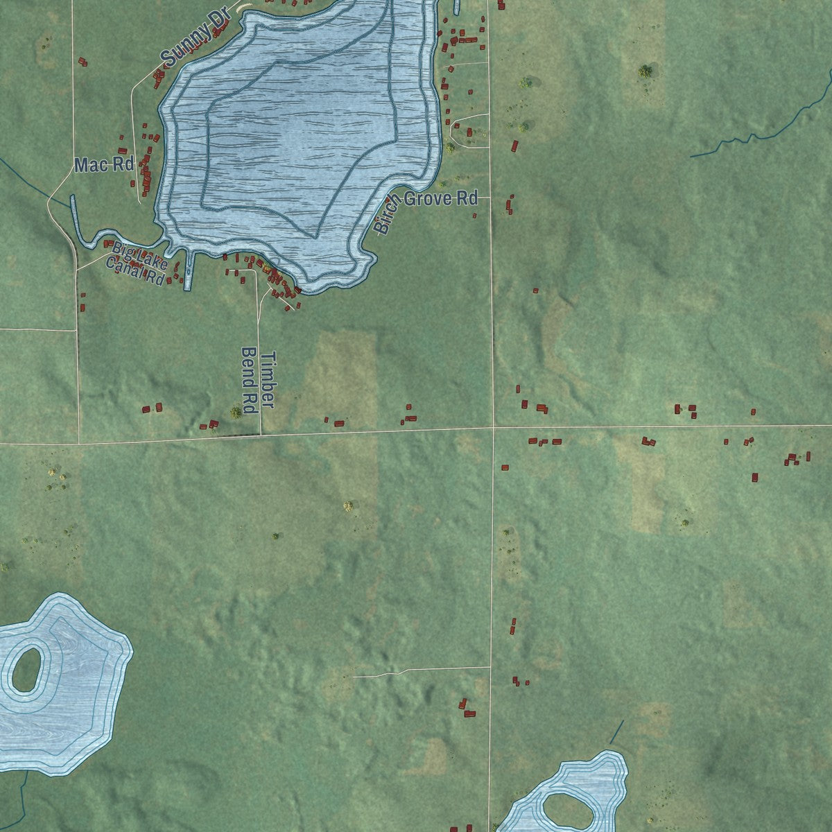 Close-up of the map of Orient, Michigan print showing street and building detail