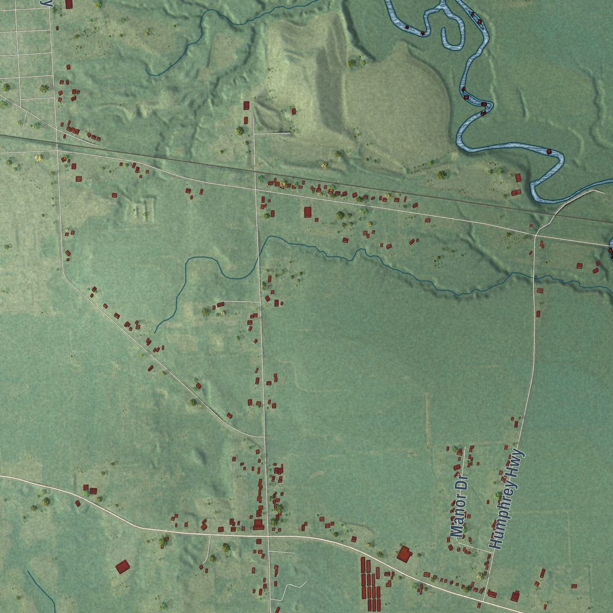 Close-up of the map of Palmyra, Michigan print showing street and building detail