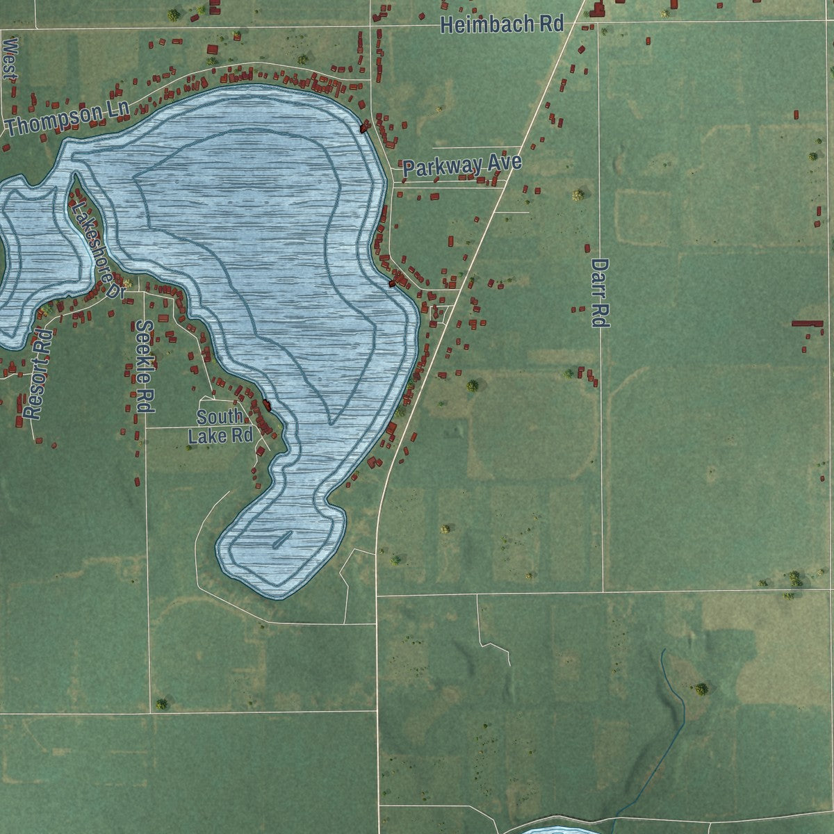 Close-up of the map of Park, St. Joseph County, Michigan print showing street and building detail