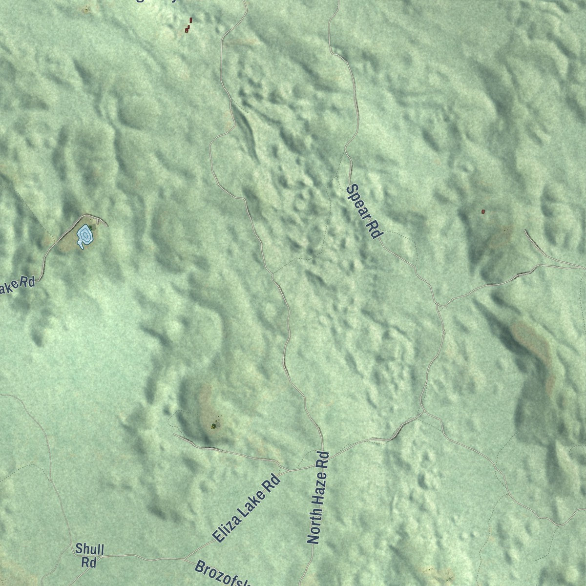 Close-up of the map of Platte, Michigan print showing street and building detail