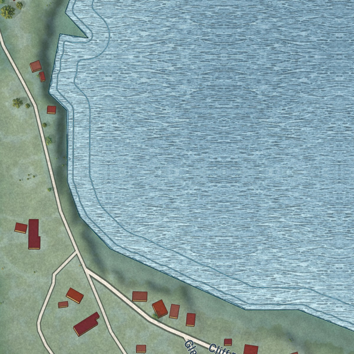 Close-up of the map of Pointe Aux Barques, Michigan print showing street and building detail