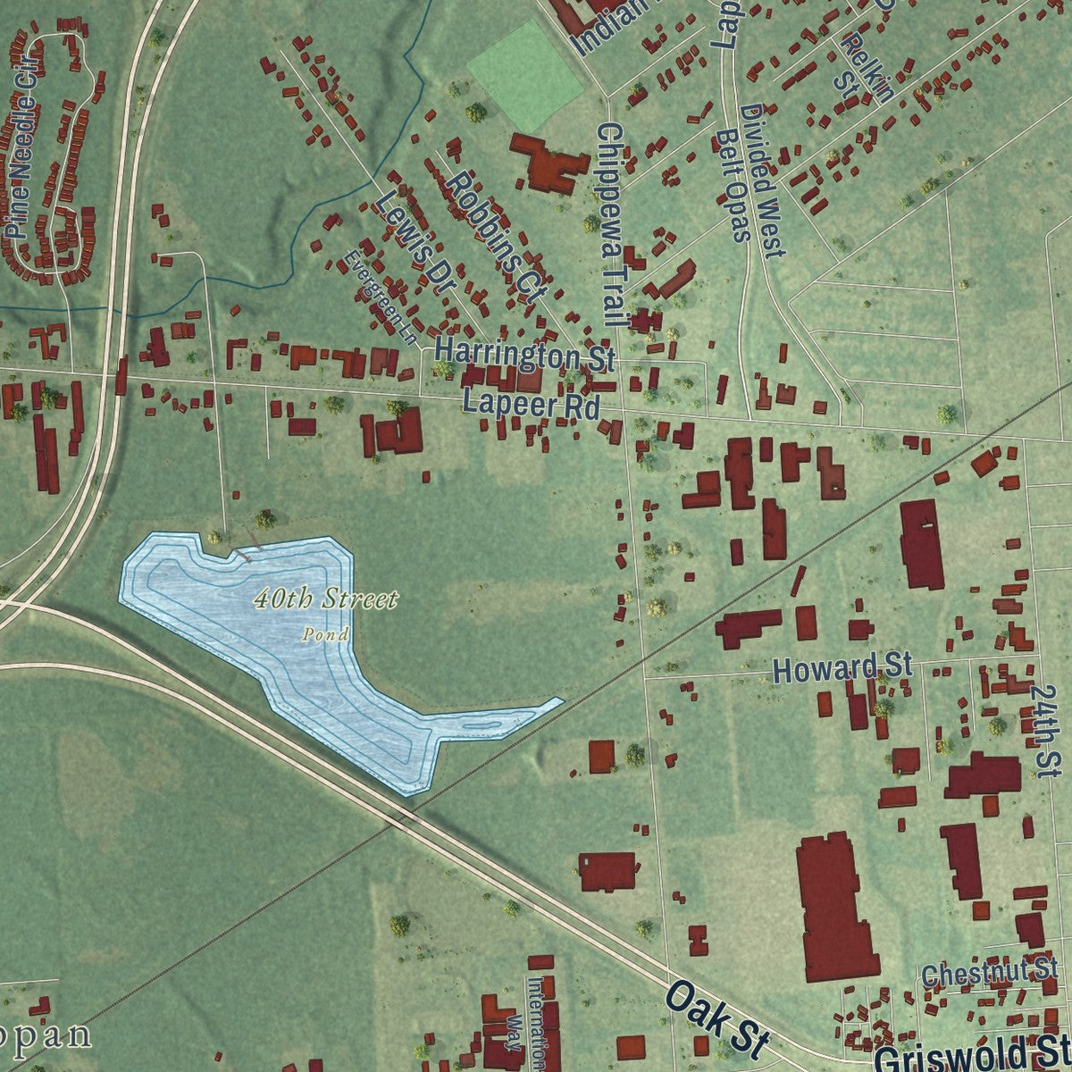 Close-up of the map of Port Huron, St. Clair County, Michigan print showing street and building detail