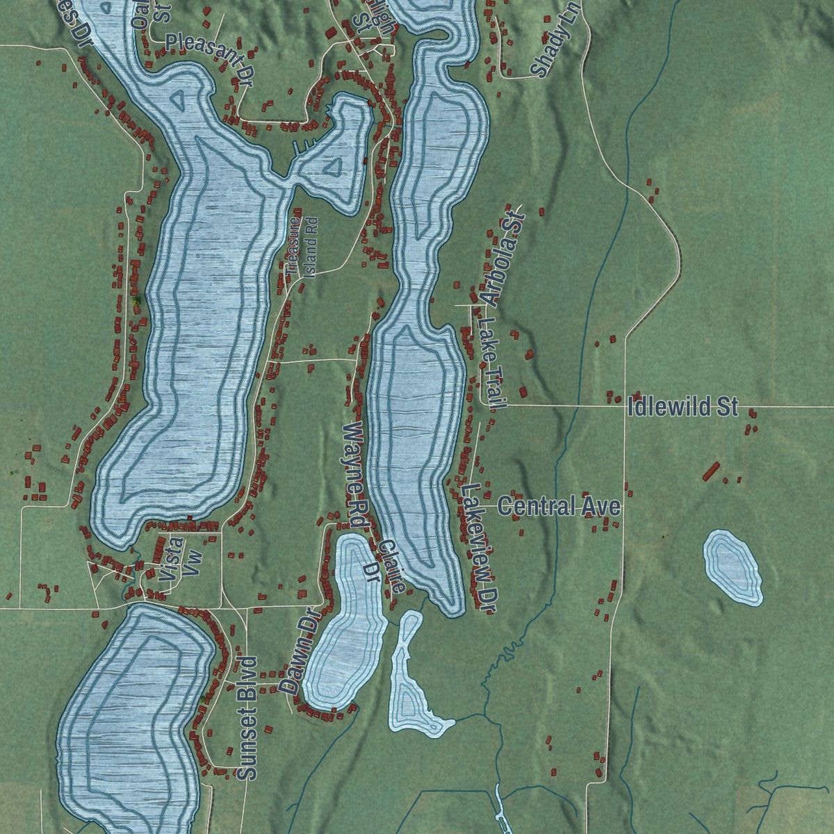 Close-up of the map of Porter, Cass County, Michigan print showing street and building detail
