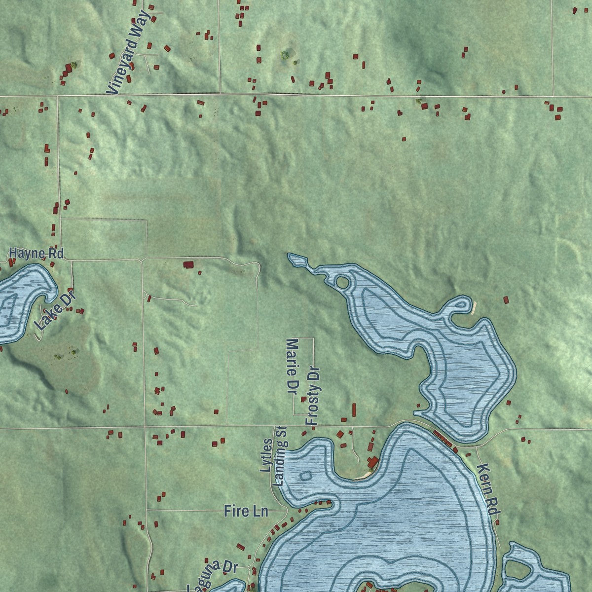 Close-up of the map of Porter, Van Buren County, Michigan print showing street and building detail