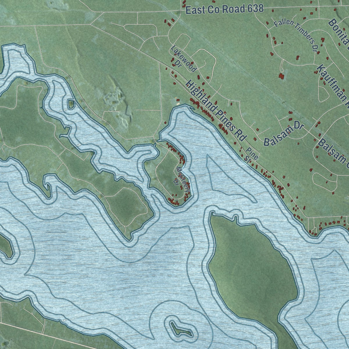 Close-up of the map of Presque Isle, Michigan print showing street and building detail