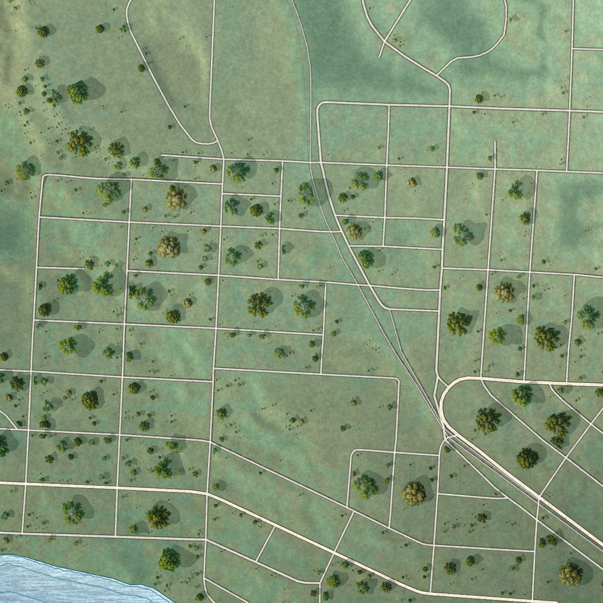 Close-up of the map of Quincy, Houghton County, Michigan print showing street and building detail