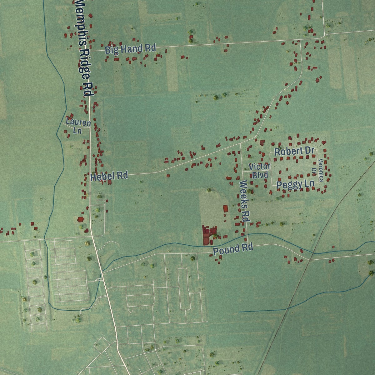 Close-up of the map of Richmond, Macomb County, Michigan print showing street and building detail