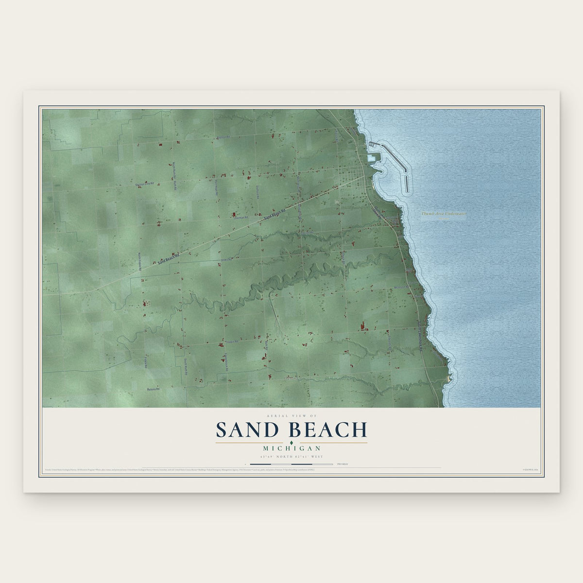 Sand Beach, Michigan map print, the full design