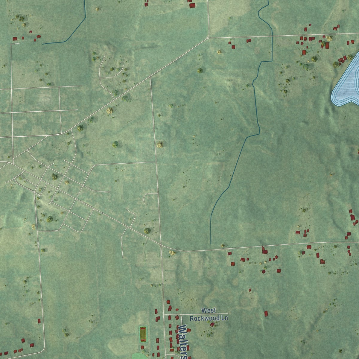 Close-up of the map of Sciota, Michigan print showing street and building detail
