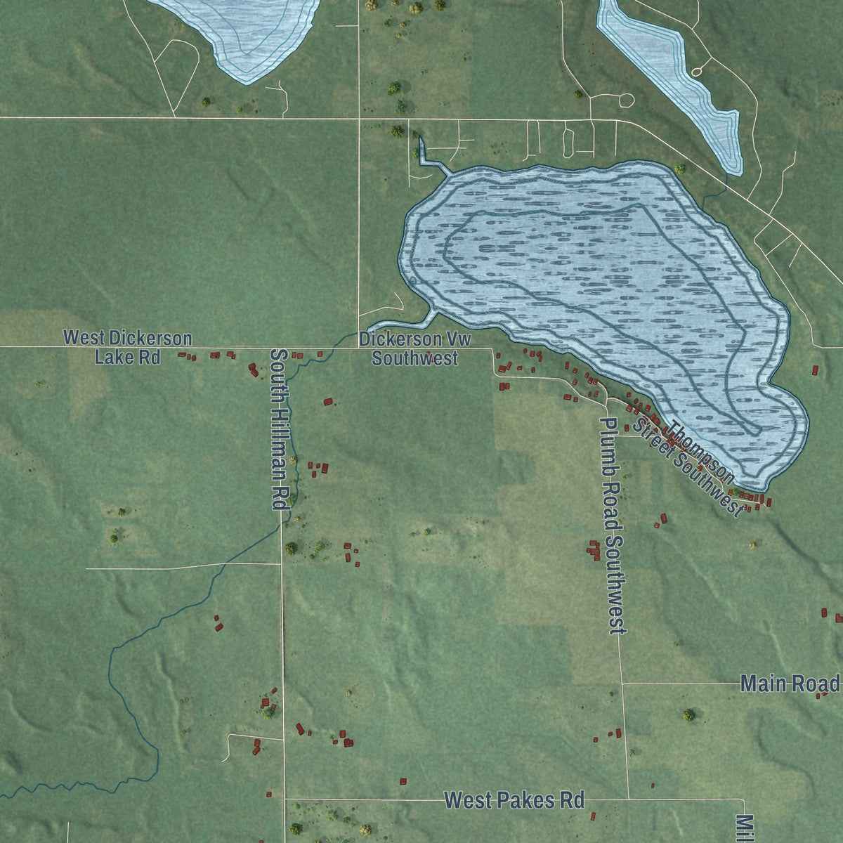 Close-up of the map of Sidney, Michigan print showing street and building detail