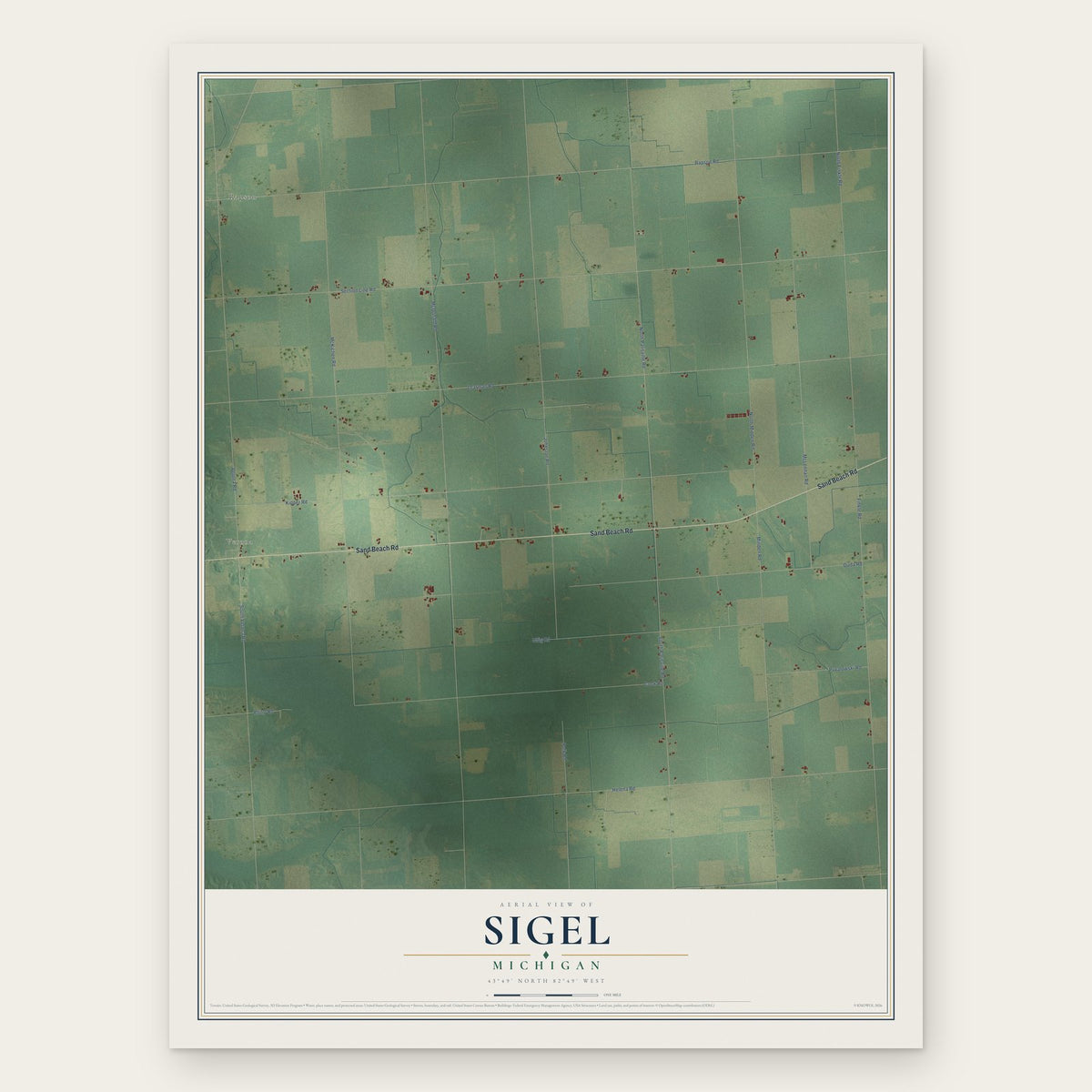 Sigel, Michigan map print, the full design