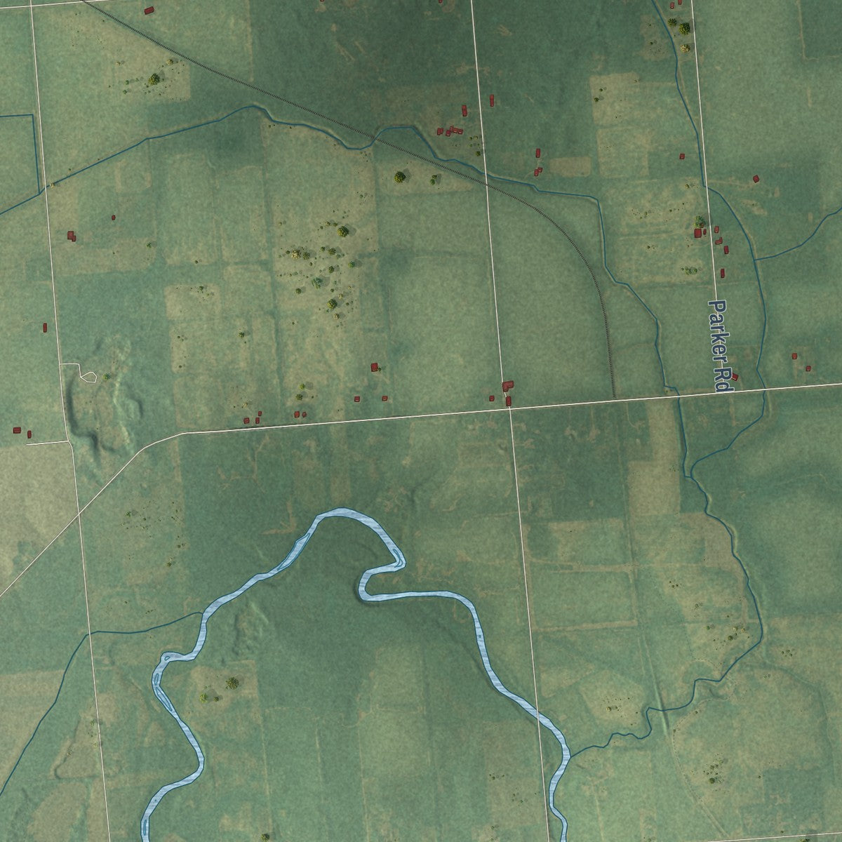 Close-up of the map of Speaker, Michigan print showing street and building detail