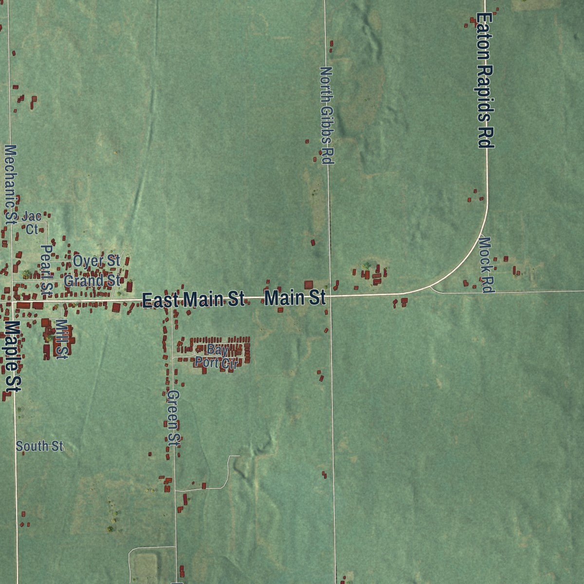 Close-up of the map of Springport, Jackson County, Michigan print showing street and building detail