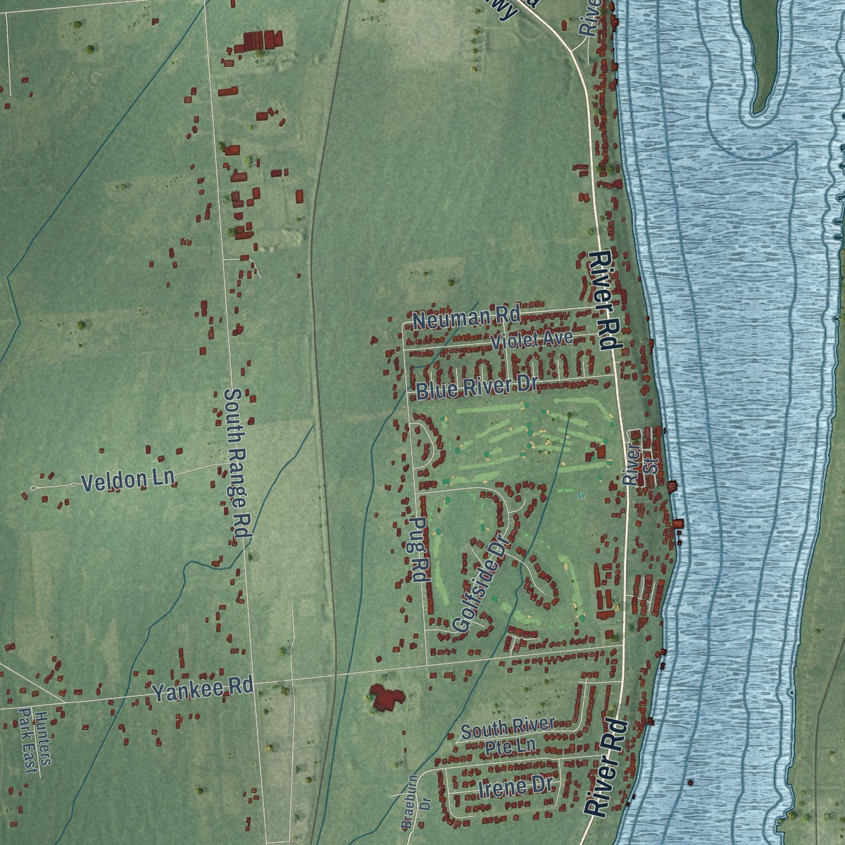 Close-up of the map of St. Clair, St. Clair County, Michigan print showing street and building detail