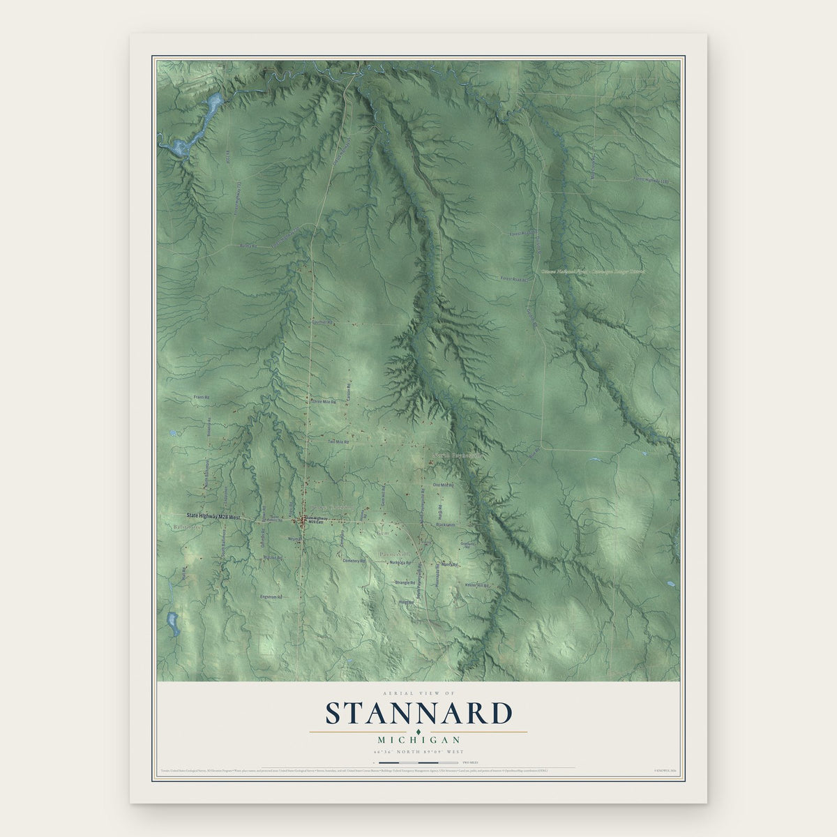 Stannard, Michigan map print, the full design