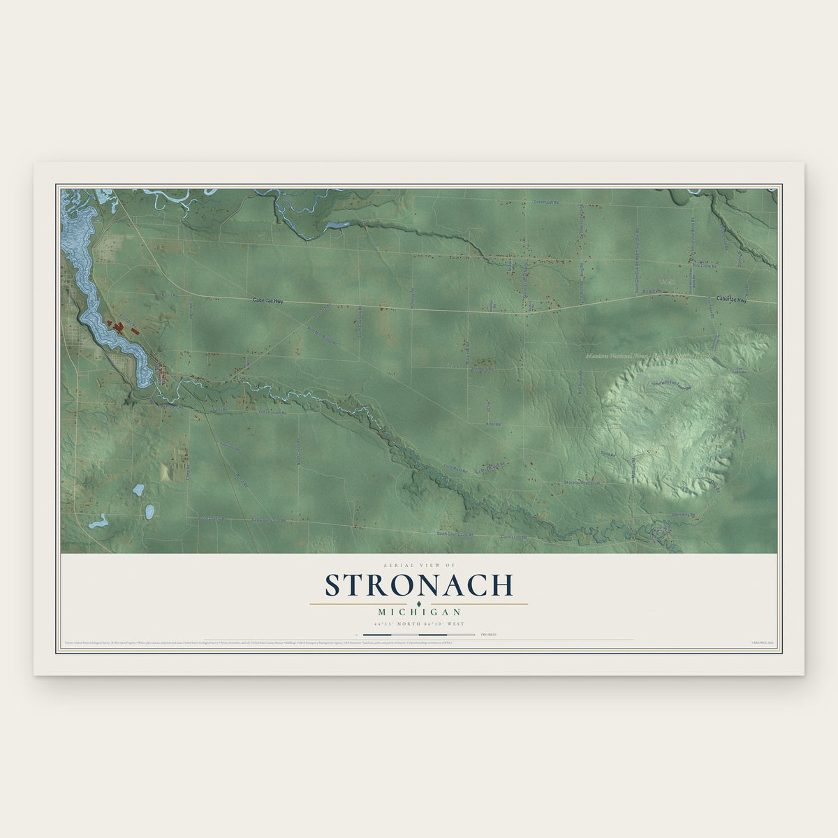 Stronach, Michigan map print, the full design