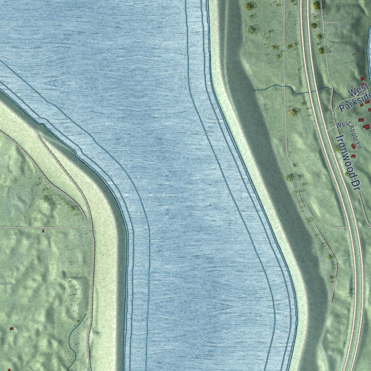Close-up of the map of Summit, Mason County, Michigan print showing street and building detail