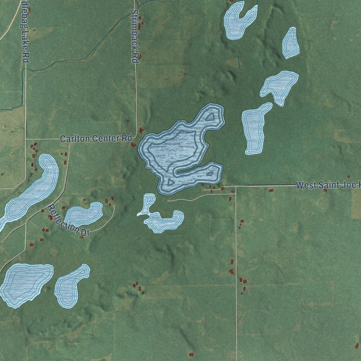 Close-up of the map of Sunfield, Eaton County, Michigan print showing street and building detail