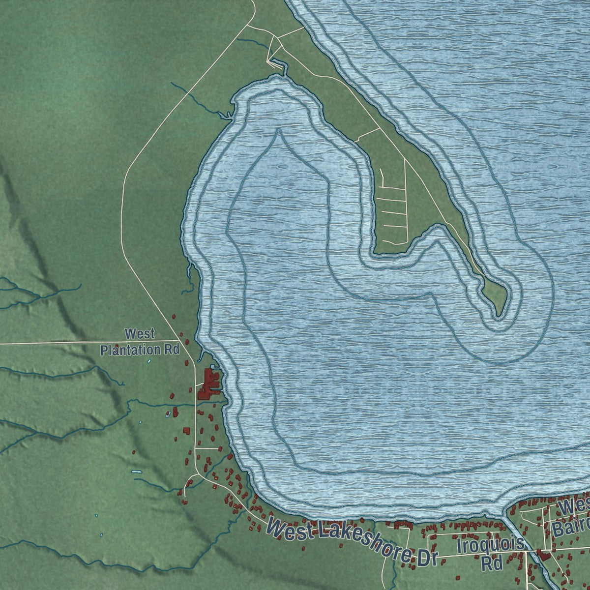 Close-up of the map of Superior, Chippewa County, Michigan print showing street and building detail