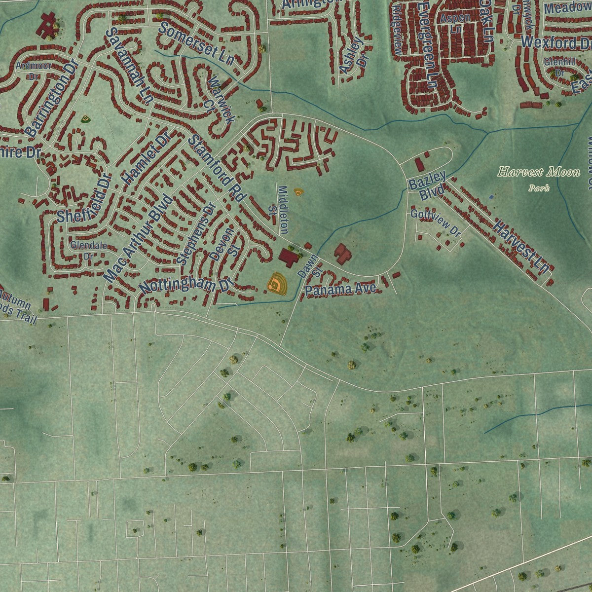Close-up of the map of Superior, Washtenaw County, Michigan print showing street and building detail
