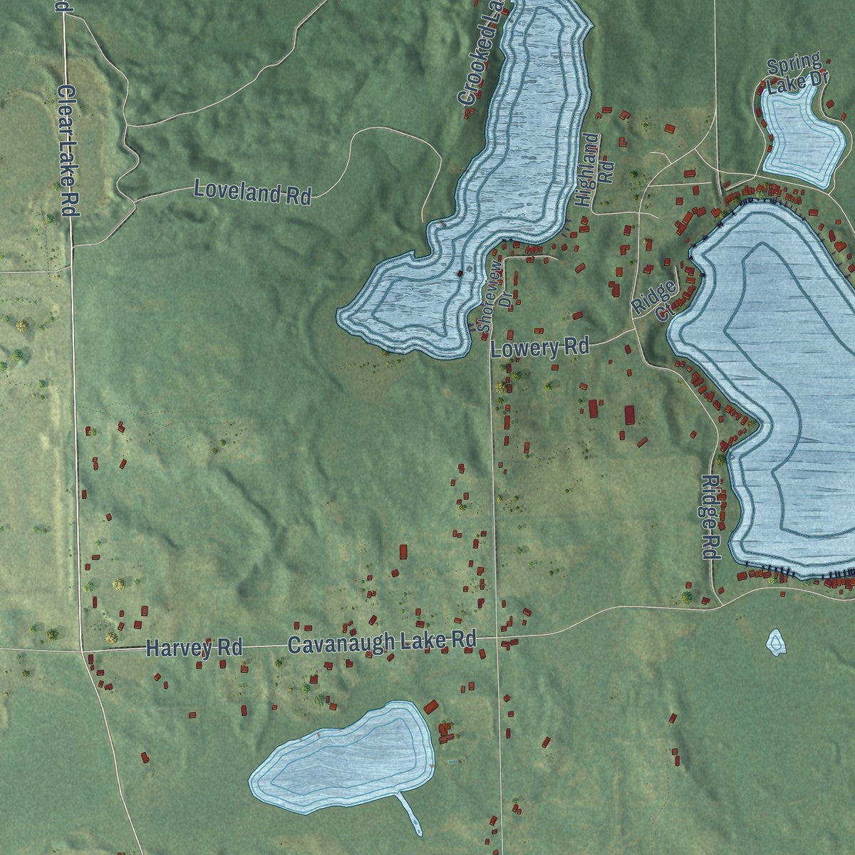 Close-up of the map of Sylvan, Washtenaw County, Michigan print showing street and building detail