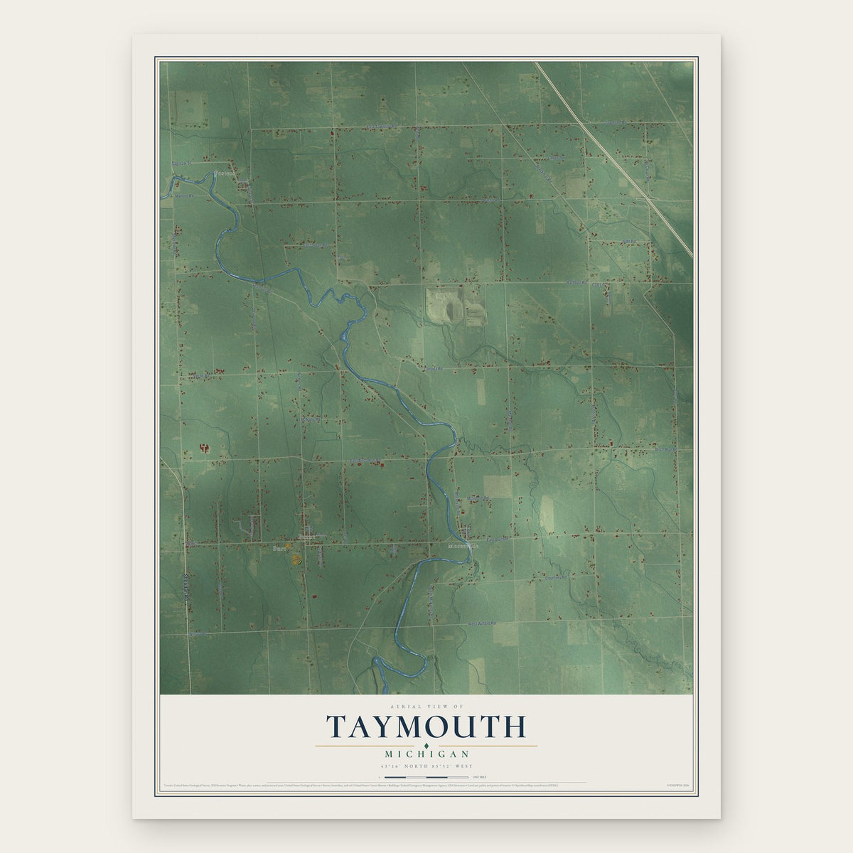 Taymouth, Michigan map print, the full design