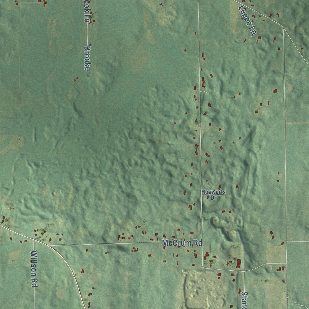 Close-up of the map of Tompkins, Michigan print showing street and building detail