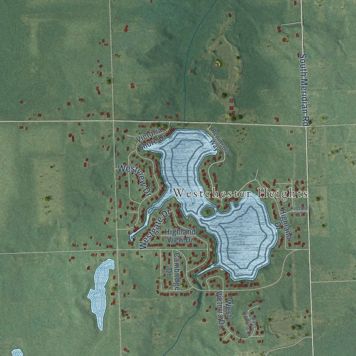 Close-up of the map of Victor, Michigan print showing street and building detail